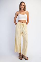 Yellow Mineral Wash Wide Leg Ankle Maternity Pants