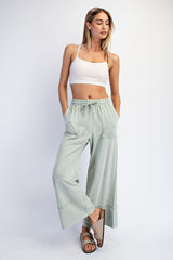 Mint Mineral Wash Wide Leg Ankle Maternity Pants