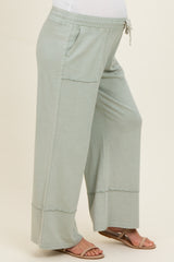 Mint Mineral Wash Wide Leg Ankle Maternity Pants
