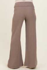 Mocha Mineral Wash Waffle Knit Wide Leg Maternity Pants
