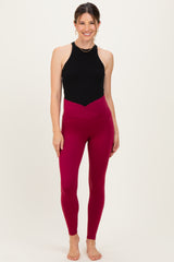 Wine Crossover Waistline Maternity Leggings