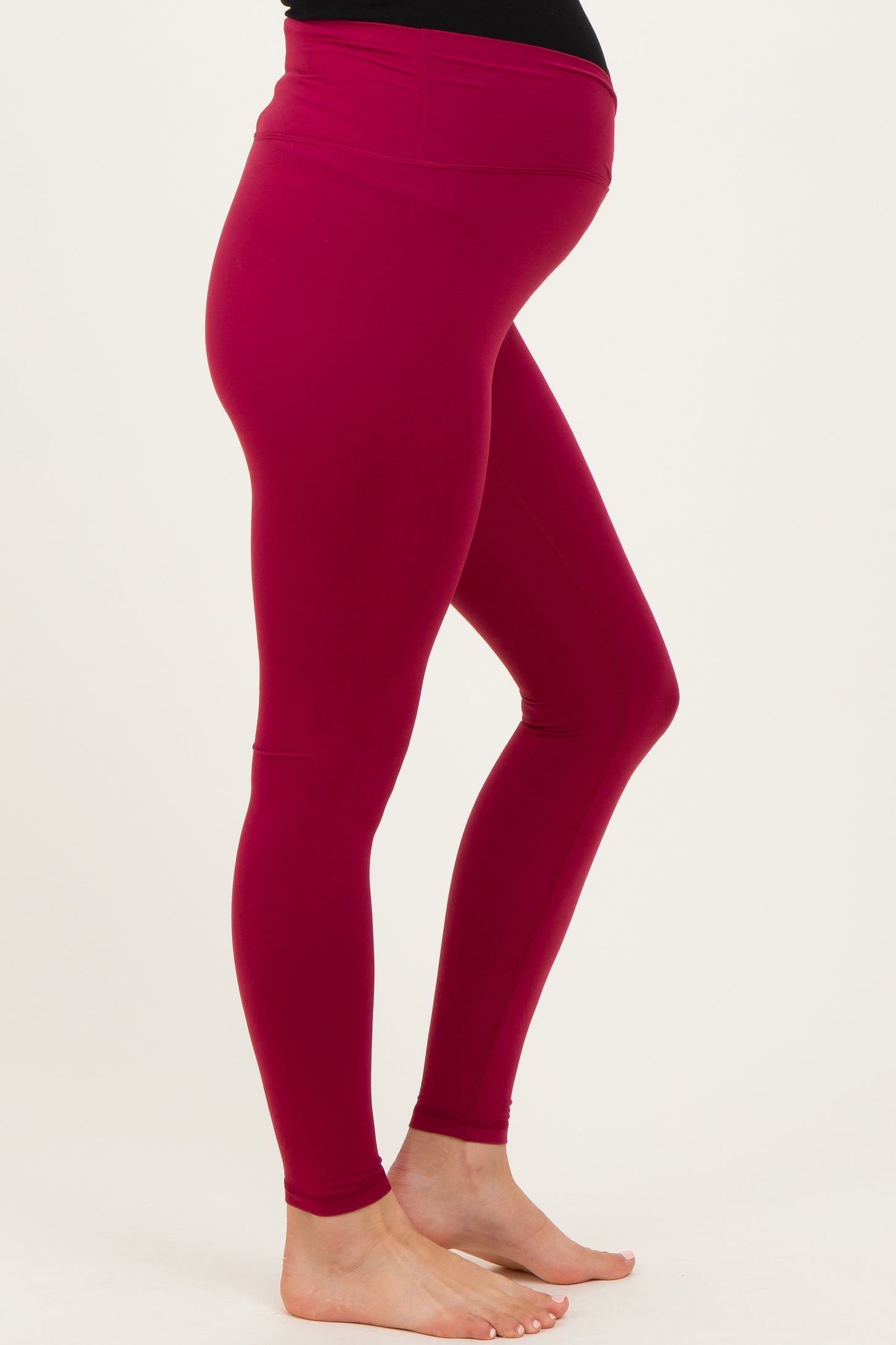 Wine Crossover Waistline Maternity Leggings