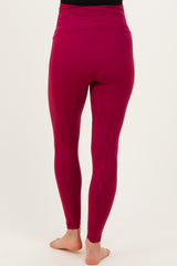 Wine Crossover Waistline Maternity Leggings