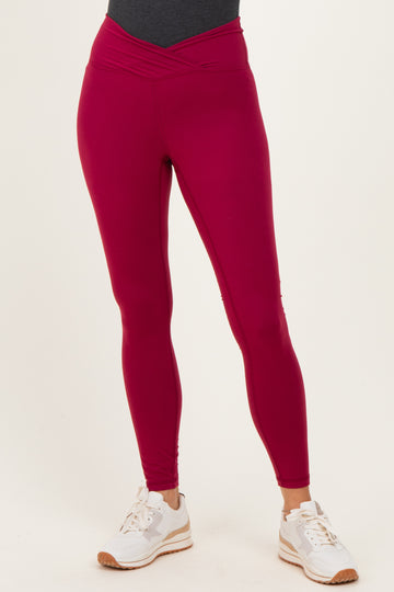 Wine Crossover Waistline Leggings