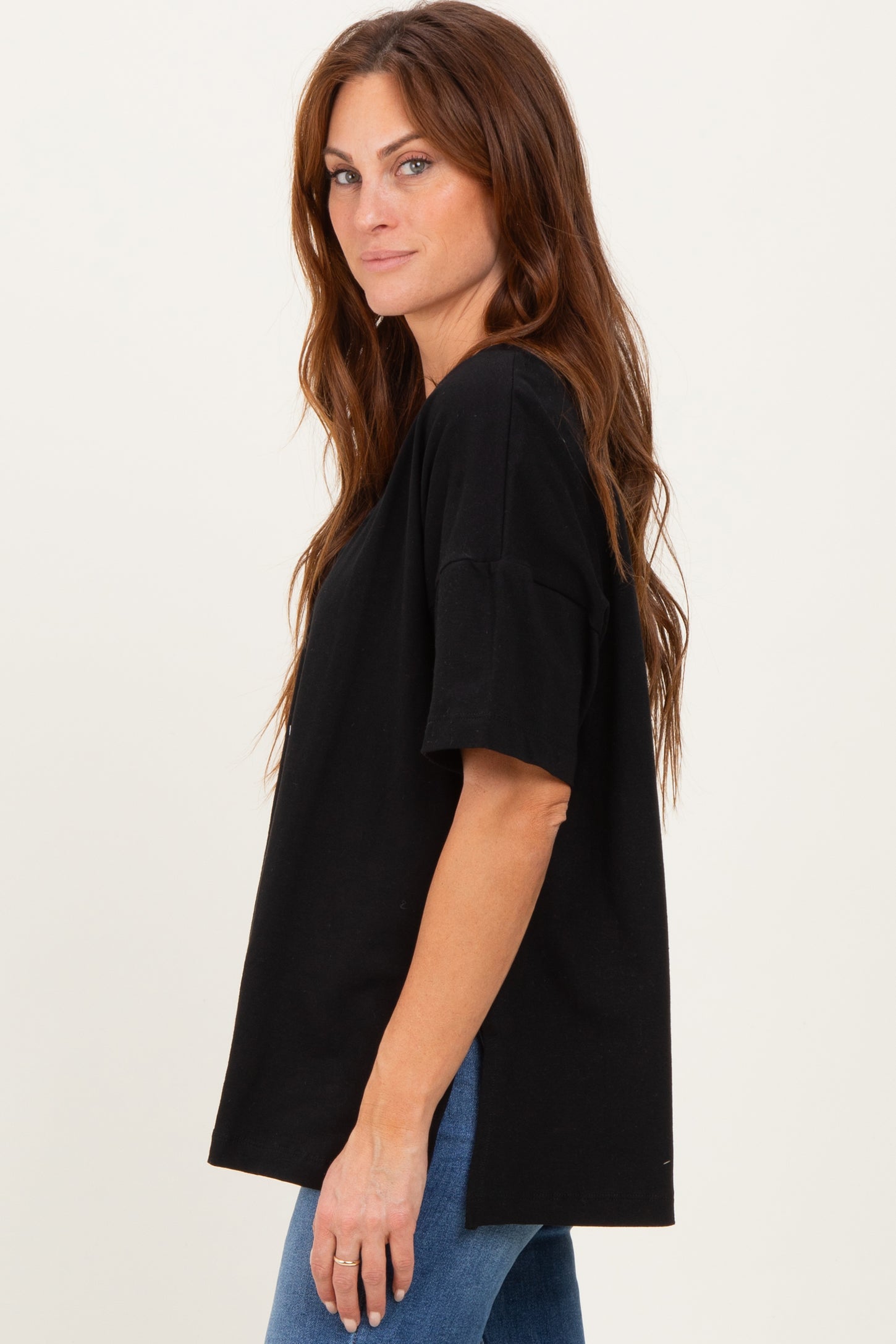 Black Oversized Reversible V-Neck Tee