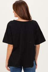 Black Oversized Reversible V-Neck Tee