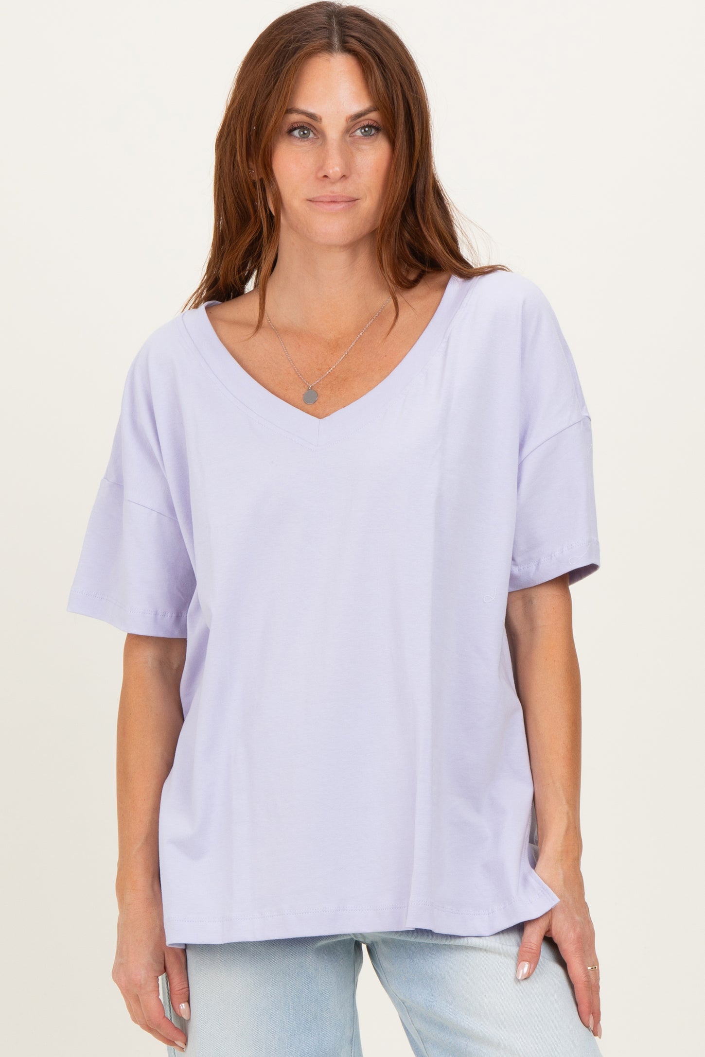 Lavender Oversized Reversible V-Neck Tee