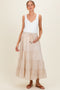 Beige Tiered Drawstring Maternity Maxi Skirt