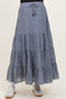 Denim Blue Tiered Drawstring Maternity Maxi Skirt
