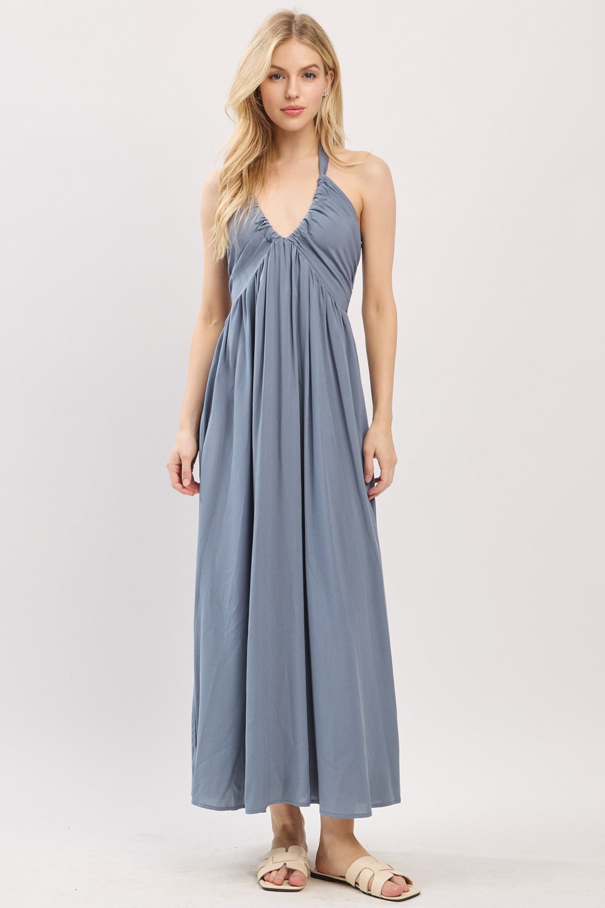 denim halter dress maxi VENUS Denim Halter Dress | Dark Wash main image 0