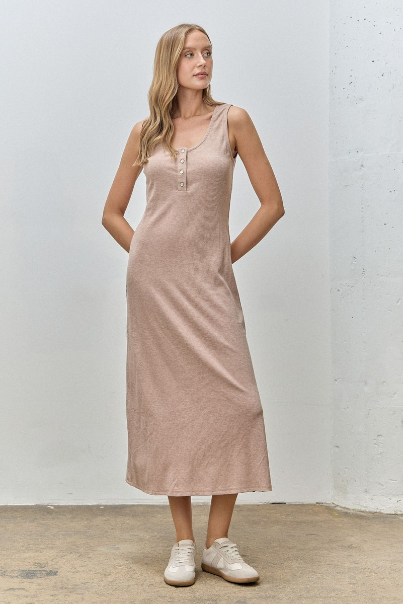 tan ribbed midi dress Baltic Born Womens Rue Ribbed Midi Dress | Natural