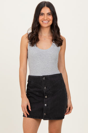 Heather Grey Ribbed Scoop Neck Tank Top