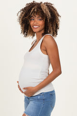 Sand Ribbed Scoop Neck Maternity Tank Top