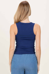 Navy Ribbed Scoop Neck Tank Top