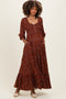 Mahogany Floral Smocked Button Accent Maternity Maxi Dress