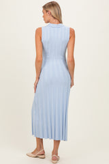 Sky Knit Collared Sleeveless Maternity Maxi Dress