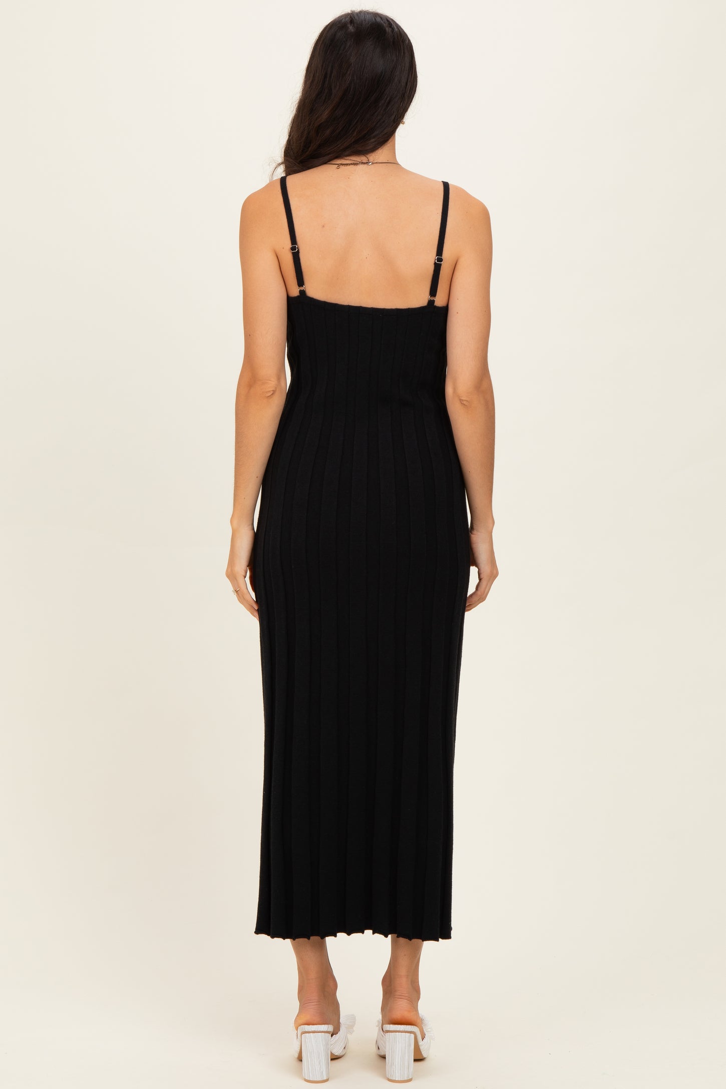 Black Rib Knit Sleeveless Maxi Dress