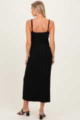 Black Rib Knit Sleeveless Maternity Maxi Dress