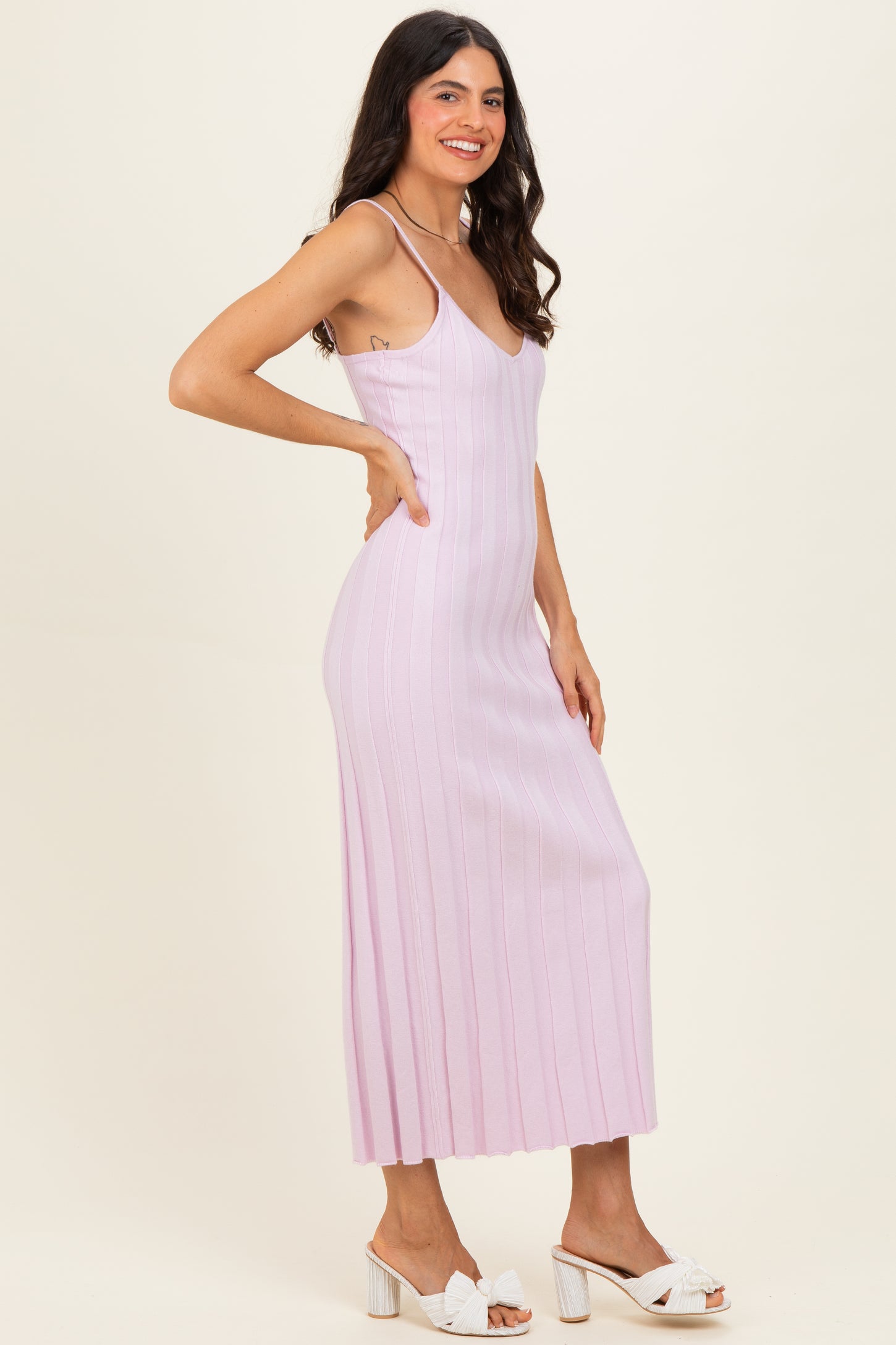 Light Pink Rib Knit Sleeveless Maxi Dress – PinkBlush