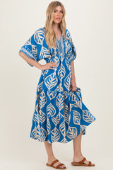Royal Blue Printed Dolman Sleeve Maxi Dress