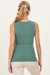Olive Crossover Ruched Maternity Nursing Tank