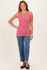 Light Pink Crossover Ruched Nursing Tank