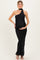 Black Mesh Overlay Halter Maternity Maxi Dress