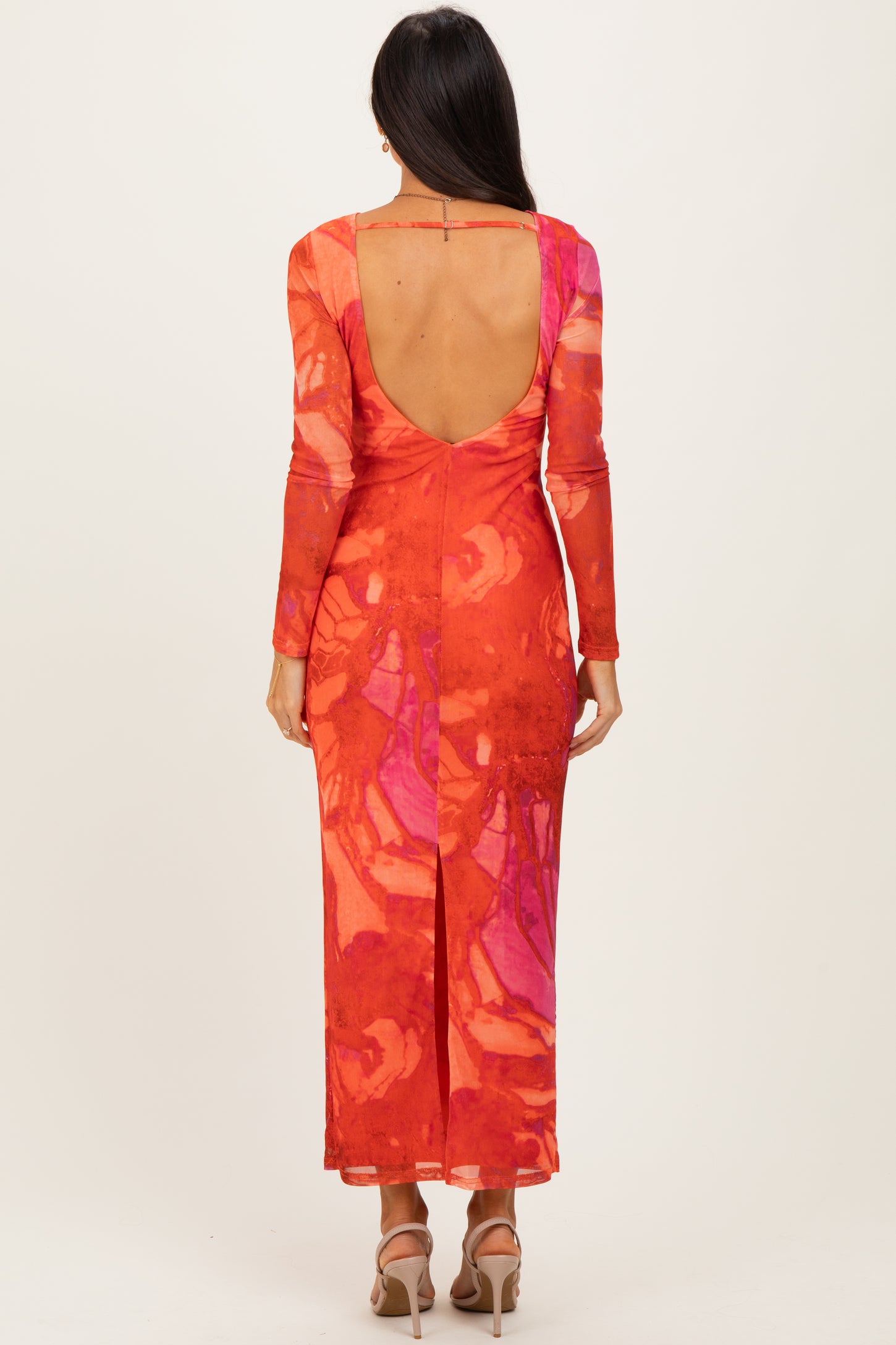 coral backless maxi dress Women's Waterfall One Shoulder Satin Maxi Dress, Coral