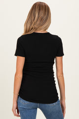 Black Wrap Front Tie Maternity/Nursing Top
