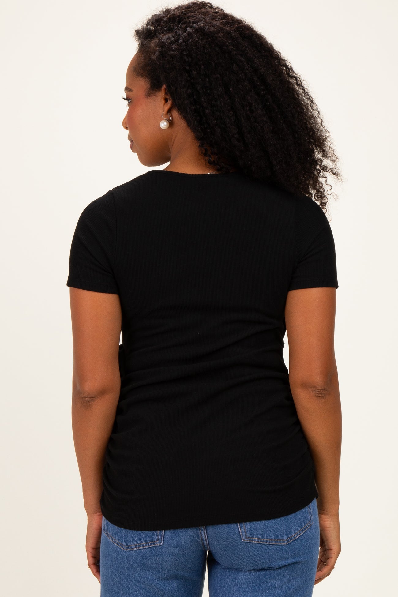 Black Wrap Front Tie Nursing Top