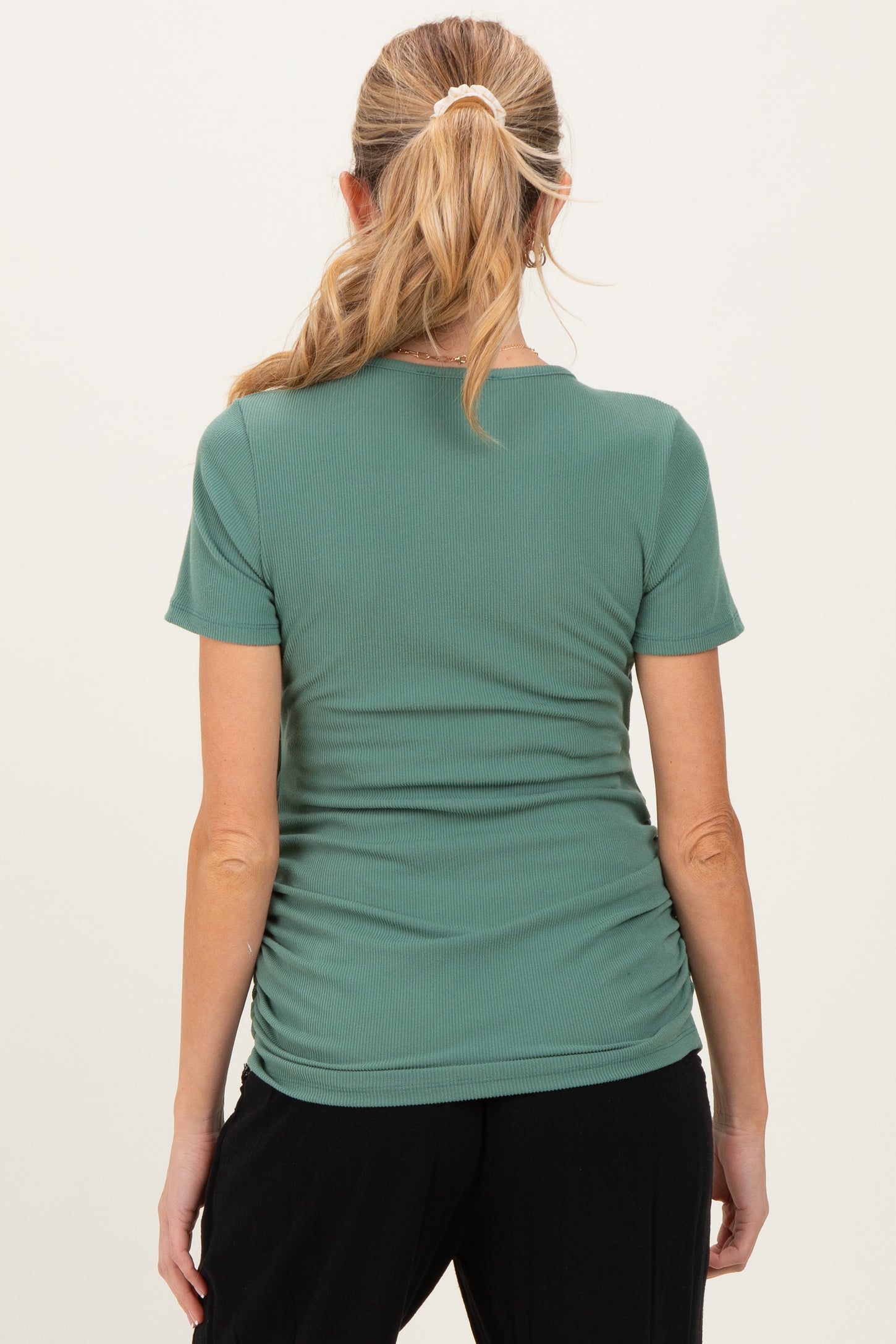 Olive Wrap Front Tie Maternity/Nursing Top