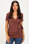 Brown Wrap Front Tie Nursing Top
