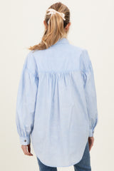 Light Blue Button Down Lightweight Casual Maternity Shirt