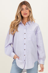 Lavender Button Down Lightweight Casual Maternity Shirt