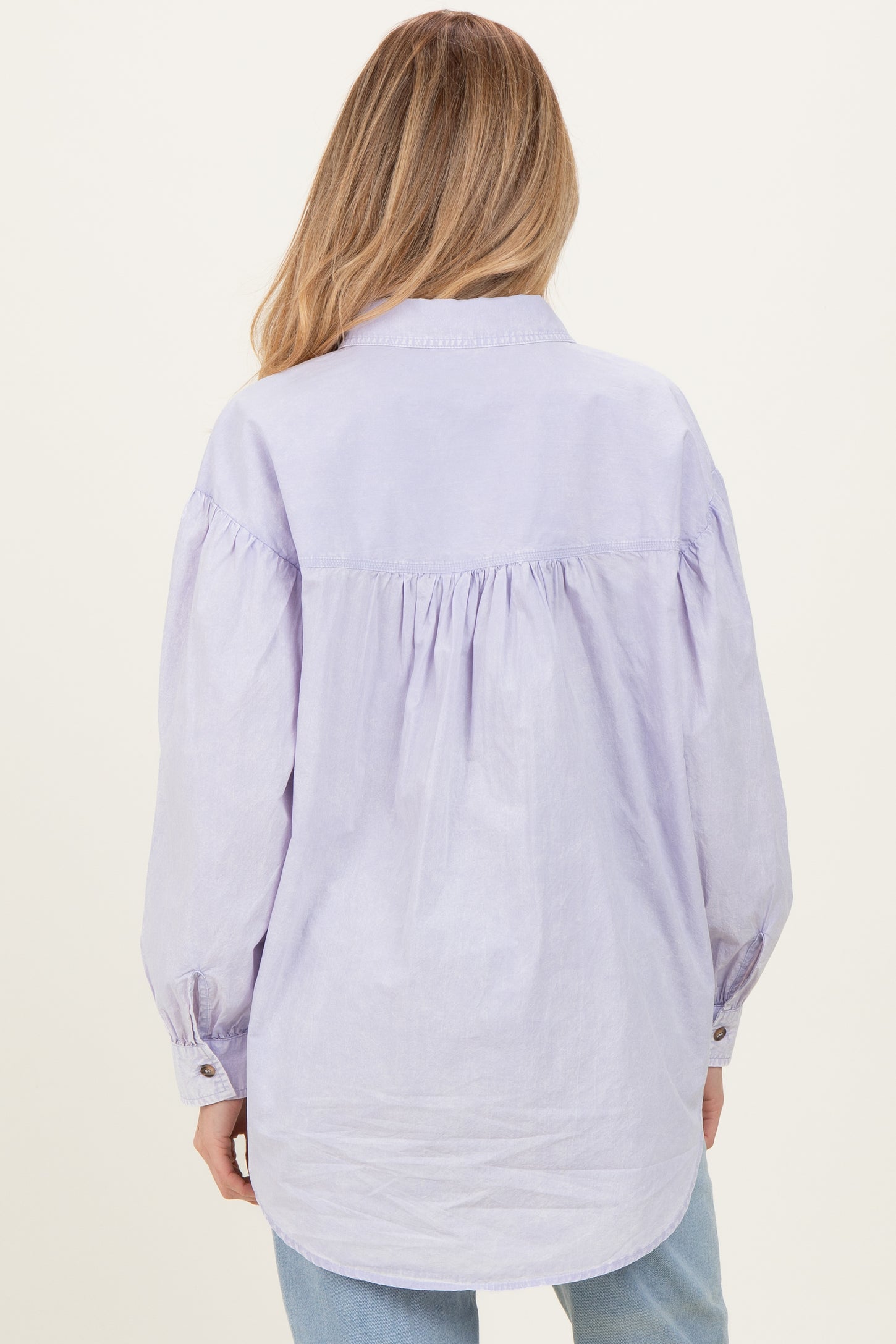 Lavender Button Down Lightweight Casual Maternity Shirt