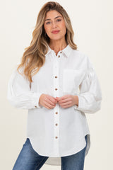 Ivory Button Down Lightweight Casual Maternity Shirt