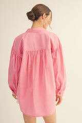 Pink Button Down Lightweight Casual Shirt