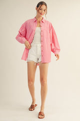 Pink Button Down Lightweight Casual Shirt