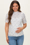 Ivory Floral Ruffle Trim Short Sleeve Maternity Top