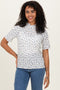 Ivory Floral Ruffle Trim Short Sleeve Top
