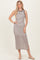 Cream/Mocha Striped Contrast Ribbed Knit Sleeveless Maxi Dress