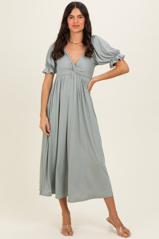 Green Ribbed Short Sleeve Empire Waist V-Neck Maxi Dress PinkBlush Green Ribbed Short Sleeve Empire Waist V-Neck Maxi Dress PinkBlush
