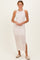 Cream/Light Pink Striped Contrast Ribbed Knit Sleeveless Maxi Dress