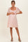 Peach Floral Lace Square Neck Ruffle Trim Maternity Maxi Dress
