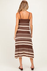 Chocolate Sleeveless Striped Crochet Maternity Dress