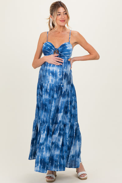 pink blue tie dye dress Cutout Tie Back Maternity Maxi – PinkBlush cute long dresses Standard dress length Men's Turquoise Blue Pants Size:8XL