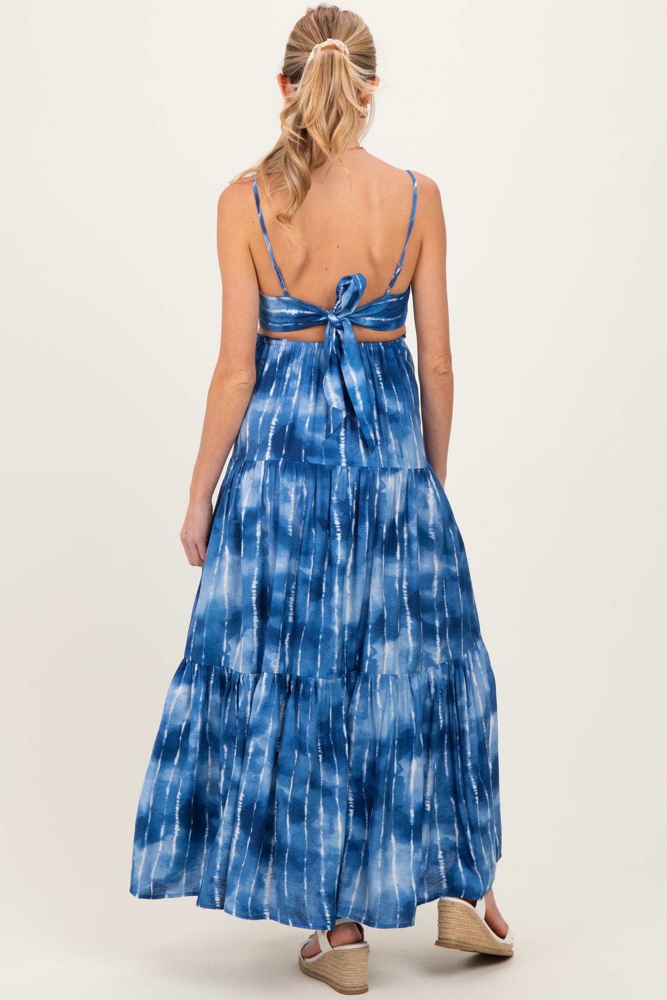 blue tie dye dresses Steel blue tie-dye georgette dress main image 1