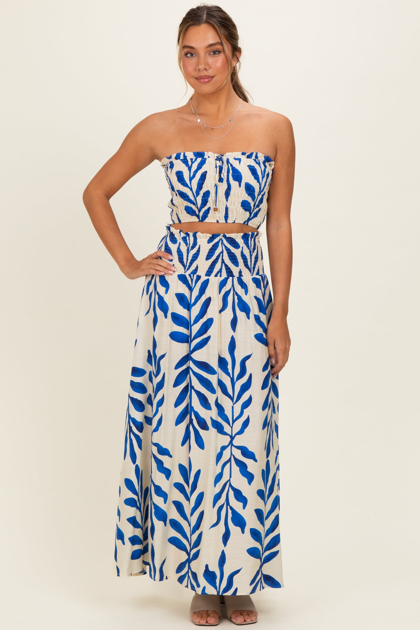 crop top with maxi dress Summer Boho Dresses For Women Flowy Maxi Two Piece Set Boho Summer Outfits
