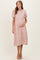 Light Pink Embroidered Floral Maternity Midi Dress