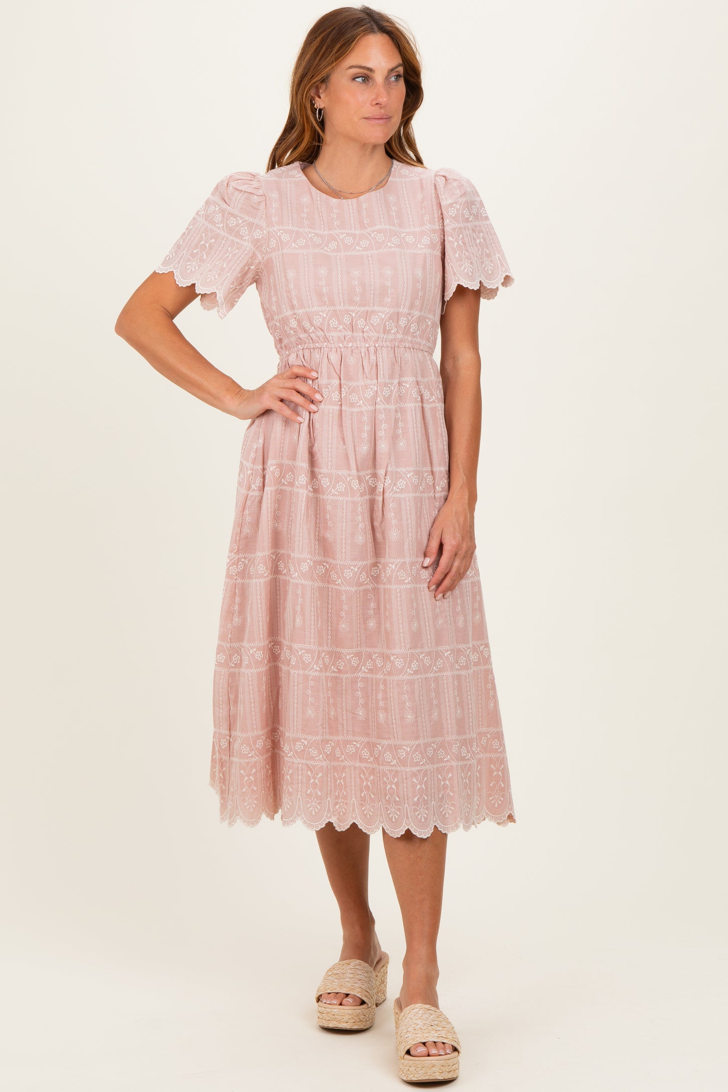 pink maternity midi dress Pink Maternity Dresses